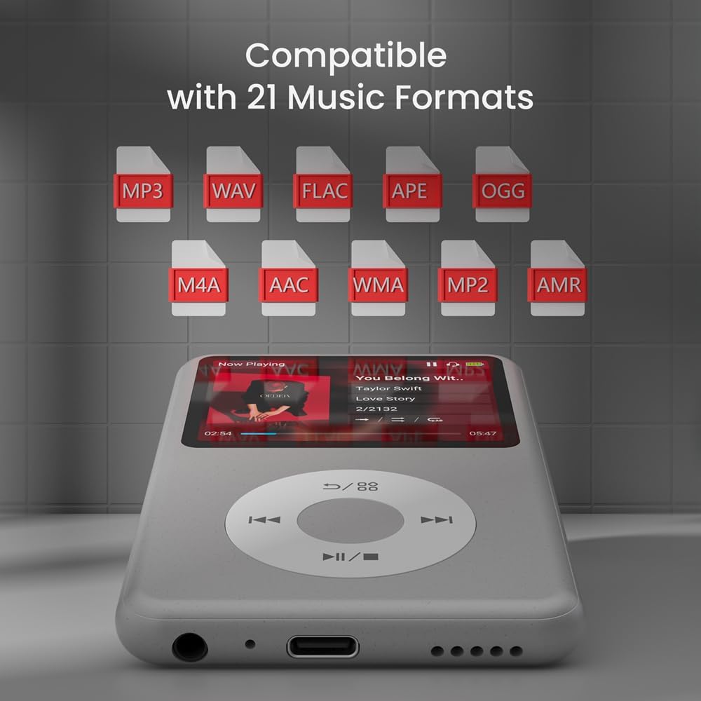 MP3 Player with Bluetooth 128GB Portable Music Digital Players Supports Playlist Audiobook Video Nice Gadget for Kids Black
