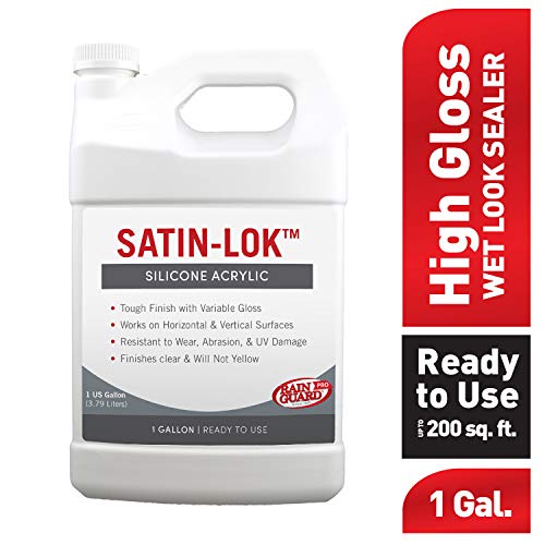 Rain Guard Water Sealers CR-1401 Satin-Lok High Gloss Acrylic Sealer | Ready To Use Exterior Sealer, 1 Gallon, Covers Up To 200 Sq Ft On All Surfaces