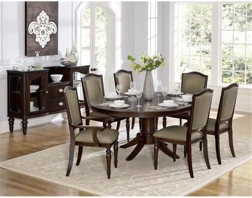 Homelegance Marston Sophisticated Dining Chairs with Serpentine Back with Nail Head Accent (Set of 2), Cherry