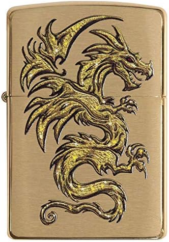 Zippo Dragon Design Brushed Brass Pocket Lighter