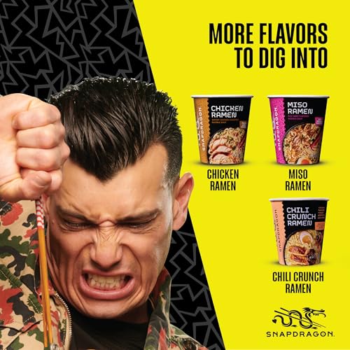 Snapdragon Miso Ramen Cup Noodles - 6 Pack Instant Ramen Bowl with Authentic Wheat Noodles, Soup Sauce Base