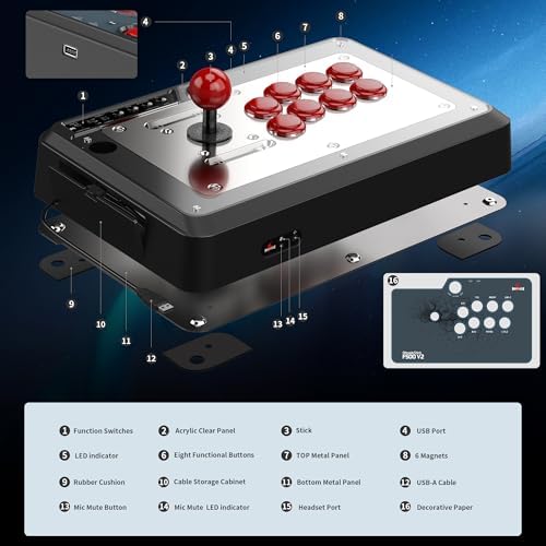MAYFLASH Universal Arcade Fighting Stick F500 for Switch/Switch 2, Xbox Series X/S, Xbox One, Xbox 360, PS4, PS3, Windows, macOS, Android