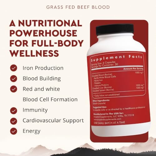 Ancestral Supplements Blood Health Supplement, Organ Formula, 500mg, 180 Ct