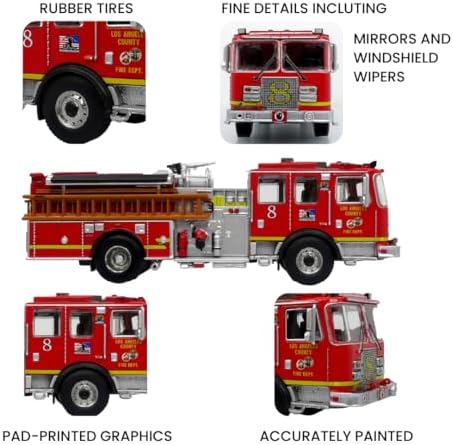 Generic KME Predator Fire Engine - LACFD Engine 8 - Elite Diecast Model for Firefighting Enthusiasts - Los Angeles - Fire Brigade Series 1:64 Scale