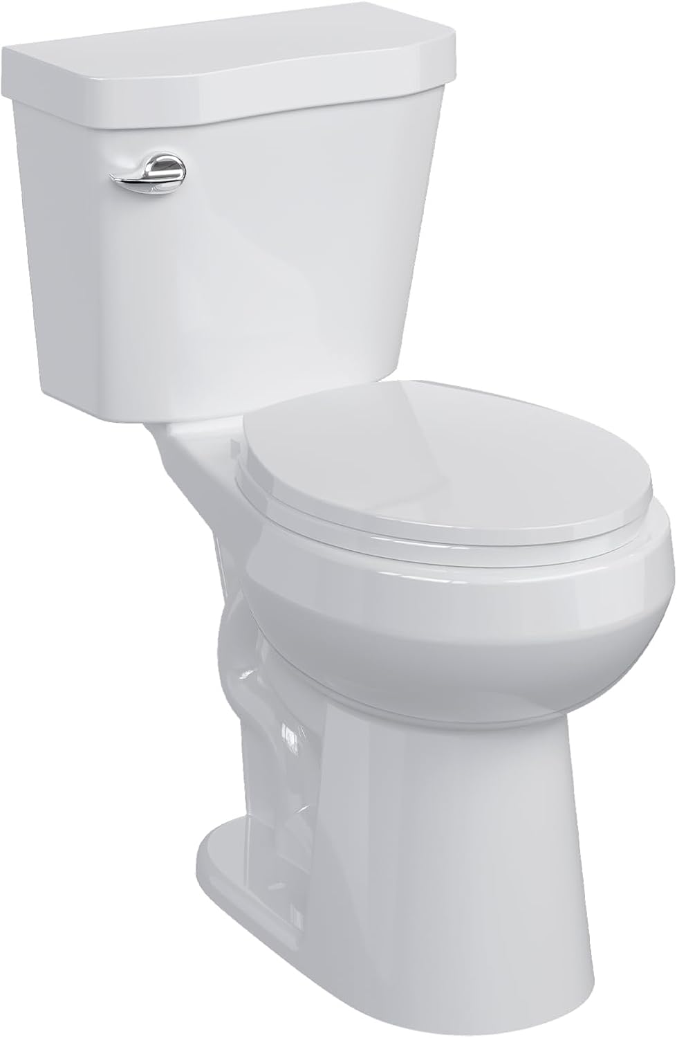 Two-Piece Toilets for Bathrooms, Comfort ADA Toilet with 19" Height, Elongated with Soft Close Seat, Power Flush 1.28 GPF