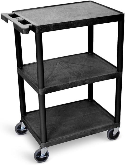 Luxor Multipurpose Storage Utility Cart 3 Shelves Structural Foam Plastic - Red