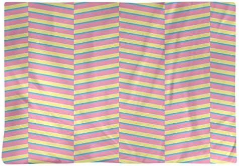Dana Strider Three Color Fractured Stripes Table Placemat, 18 x 14, Pink Blue & Yellow