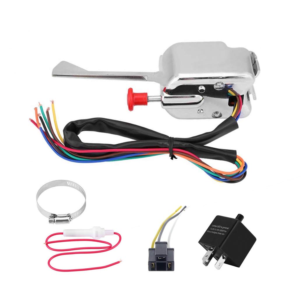 Cnfaner Universal Street Hot Rod Chrome Turn Signal Switch for Buick Ford GM 12V Heavy Duty Vintage Car Truck with 3 Pin Led Flasher Relay Plug