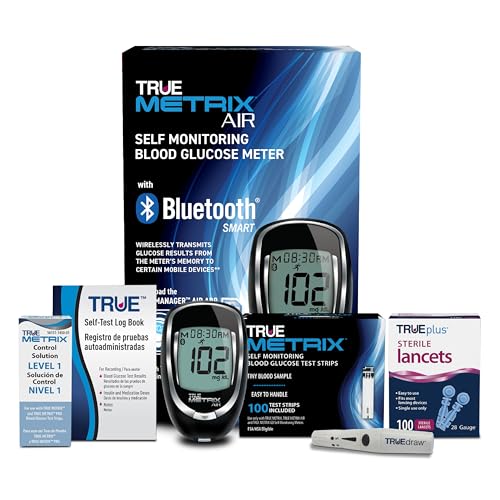 TRUE METRIX AIR Meter Kit, Glucose Monitor, Supplies, Log Book, Solution