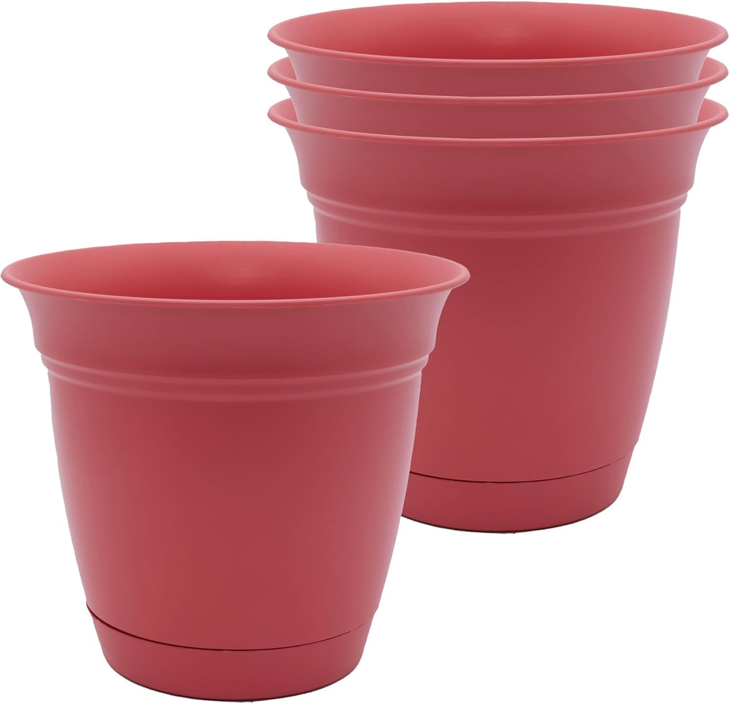 The HC Companies Eclipse Round Planter with Saucer - Outdoor & Indoor Plant Pot with Drainage Holes - Lightweight