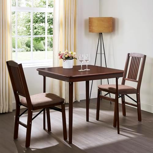 Stakmore Classic Straight Edge Square Wood Folding Table, 32x32, Oak | Foldable Card Table, Wooden Tabletop Furniture for Cards, Board Games & Dining