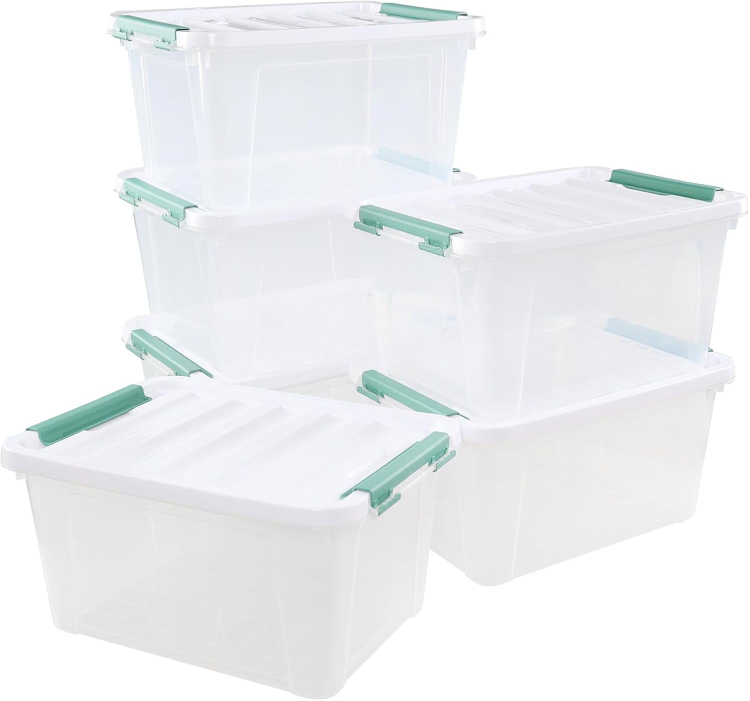 17.5 L Clear Plastic Storage Box, 4-Pack Latch Storage Bin