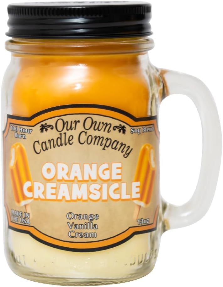 Balsam Pine Scented Mason Jar Candle, Our Own Candle Company, 13 oz | Clean, fresh Balsam-pine-tree scent; soy blend wax; lead-free wick with patented straightener; long lasting