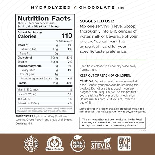 Muscle Feast Grass Fed Hydrolyzed Whey Protein Powder, Chocolate (2lb) | All Natural Hormone-Free, Hydro Whey Powder for Men and Women, Clean, Non-GMO, Delicious Hydrolyzed Protein Powder
