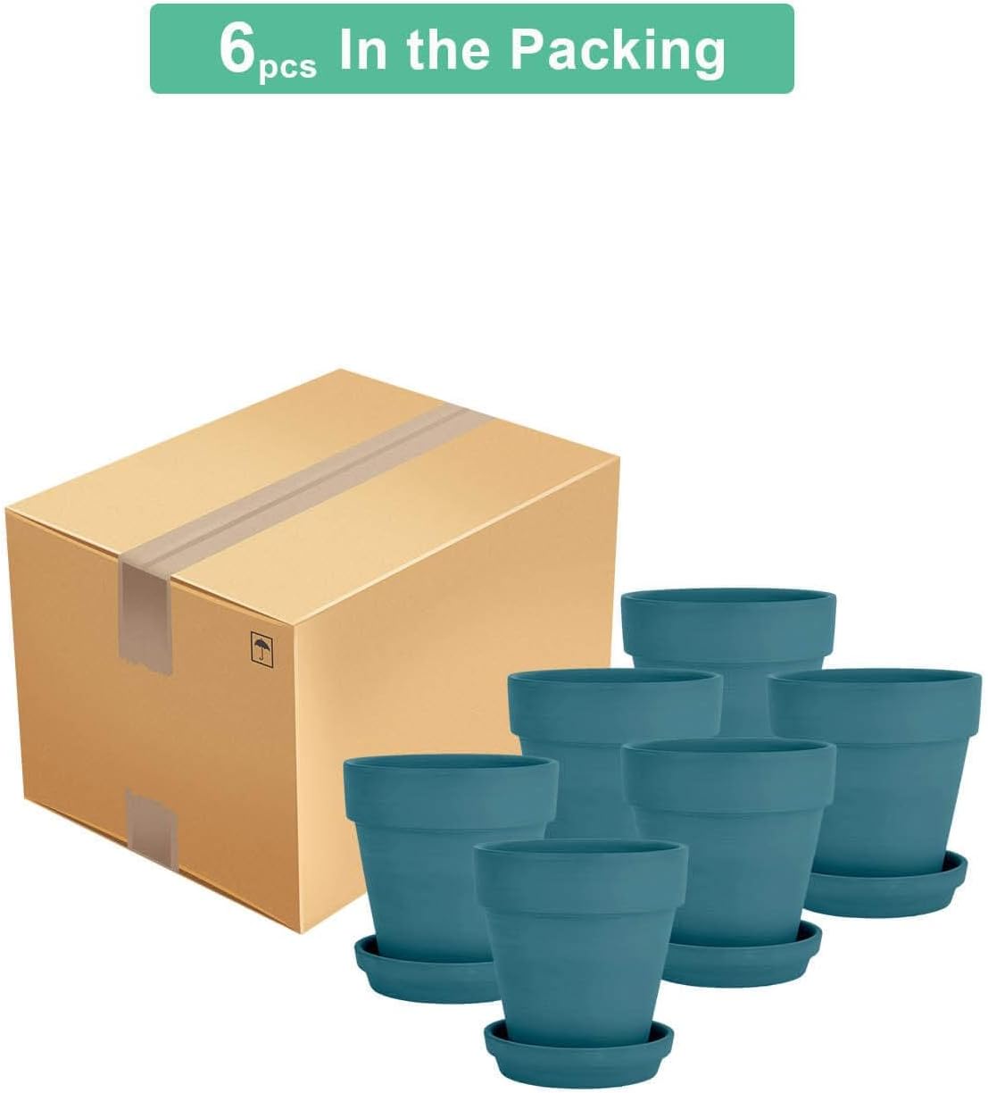 vensovo 4 Inch Terracotta Plant Pots with Saucer - 6 Pack Clay Flower Pots with Drainage, Great for Plants, Crafts, Wedding Favor