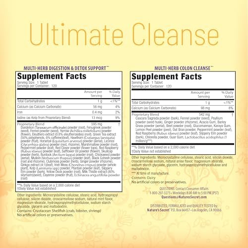 Nature's Secret Ultimate Cleanse 2-Part Total Body Program 240 Tablets | 2-Part Total Body Program for Balanced Body Cleansing | Detox Support &