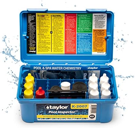 Taylor Technologies K-2007 DPD, 5-in-1 Pool Inspector High Range Test Kit for Free & Total Chlorine, Total Bromine, pH, Cyanuric Acid