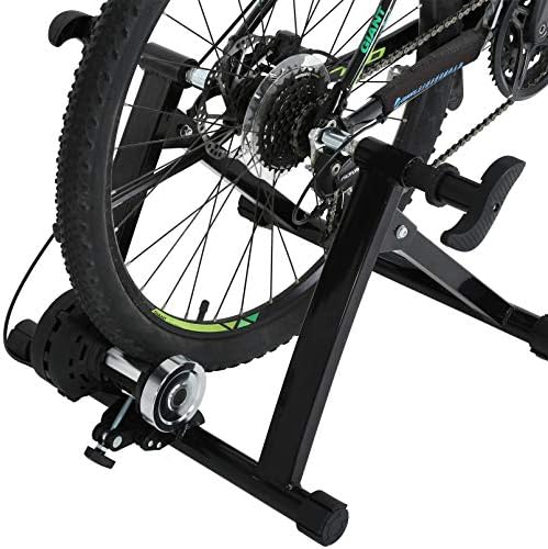 Portable Bike Trainer Stand Bicycle Trainers Road, Bike Trainer for Indoor Riding Magnetic Bike Trainer with Noise Reduction Wheel 5 Levels Resistance