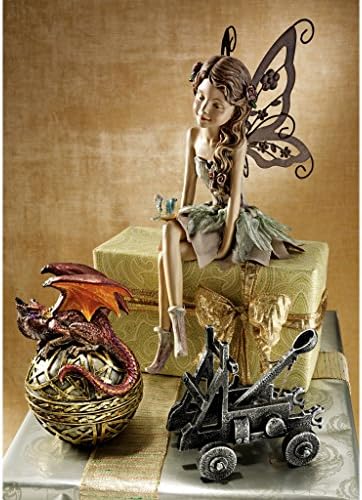 Design Toscano KY71004 Fiona The Flower Fairy Garden Statue, 17 Inch, Antique Stone