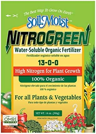 SoilMoist NitroGreen 100% Organic Fertilizer 14-oz High Nitrogen 13-0-0 for Plant Vegetable Growth
