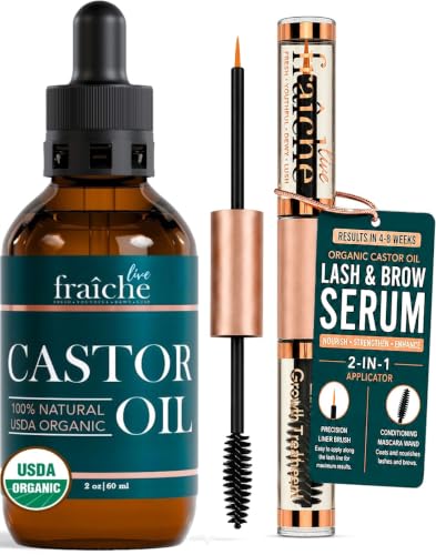 Organic Castor Oil Eyelash Growth Serum, Eyebrow Lash Serum for Hair Growth