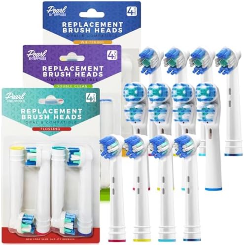Replacement Brush Heads Compatible with Oral b Braun- 12 Electric Toothbrush Heads for Oralb- Double Clean