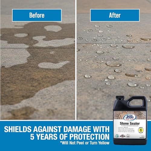 Rainguard Water Sealers Stone Sealer, Penetrating Protection Against Moisture Damage and Stains, for All Stone Surfaces, Silane/Siloxane Waterproofer, Natural Finish, Ready to Use, 5 Gallons | Silane Siloxane Waterproofer, Protects Against Moisture Damag…