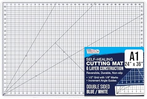U.S. Art Supply 24" x 36" Self-Healing Cutting Mat 5-Ply - Double-Sided White/Blue Craft Mat, Non-Slip Cutting Mats for Crafts, Sewing, Quilting, Scrapbooking | Double-Sided White/Blue Craft Mat, Non-Slip Cutting Mats for Crafts, Sewing, Quilting, Scrapb…