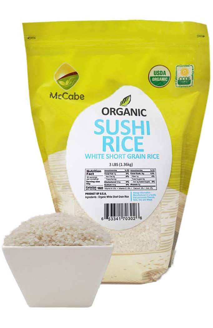 McCabe Organic Sweet Rice - Gluten Free & GMO-Free | Rich in Fibers and Minerals | USDA and CCOF Certified Organic | Product of USA | 3 Lbs