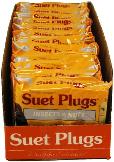 Wildlife Sciences Suet Plugs 48 Pack, Case of 12 Individually Wrapped 12 oz 4 Packs (Peanut Blend)
