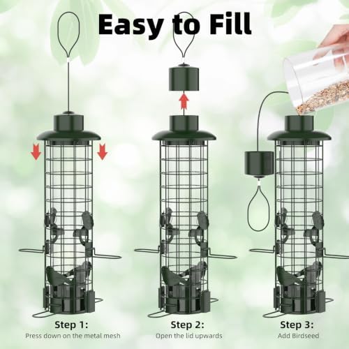 Squirrel Proof Bird Feeder, Metal Mesh Bird Feeders for Outdoors Hanging