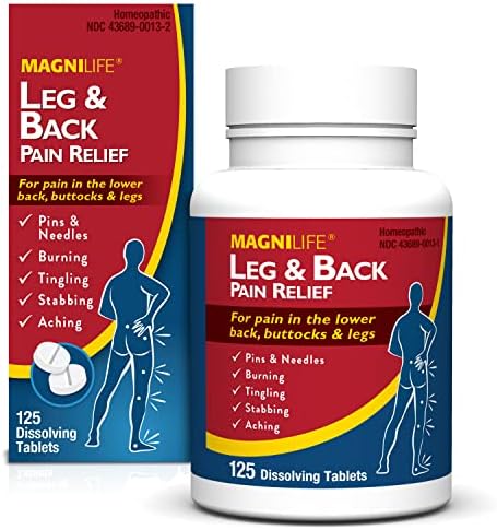 MagniLife Leg & Back Pain Relief Tablets, 125 Ct, Fast-Acting Pain Relief Naturally Soothes Burning, Tingling & Stabbing Aches
