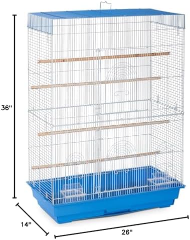 Prevue Pet Products Tall Flight Bird Cage - Blue & White | Stand Alone Large Metal Birdcage for Parakeets, Cockatiels, Conures, Lovebirds, Finches, and Canaries