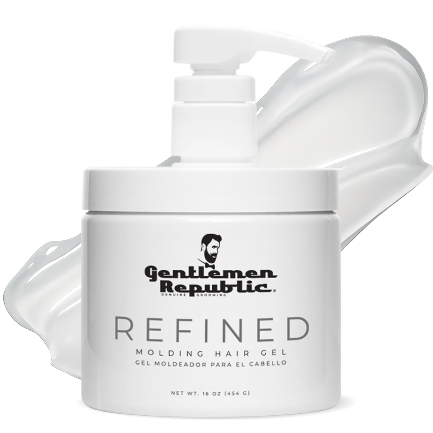 Gentlemen Republic 8oz Refined Hair Gel, 24 Hour Shine and Hold | Humidity resistant, alcohol-free formula that never flakes — professional hold made in the USA