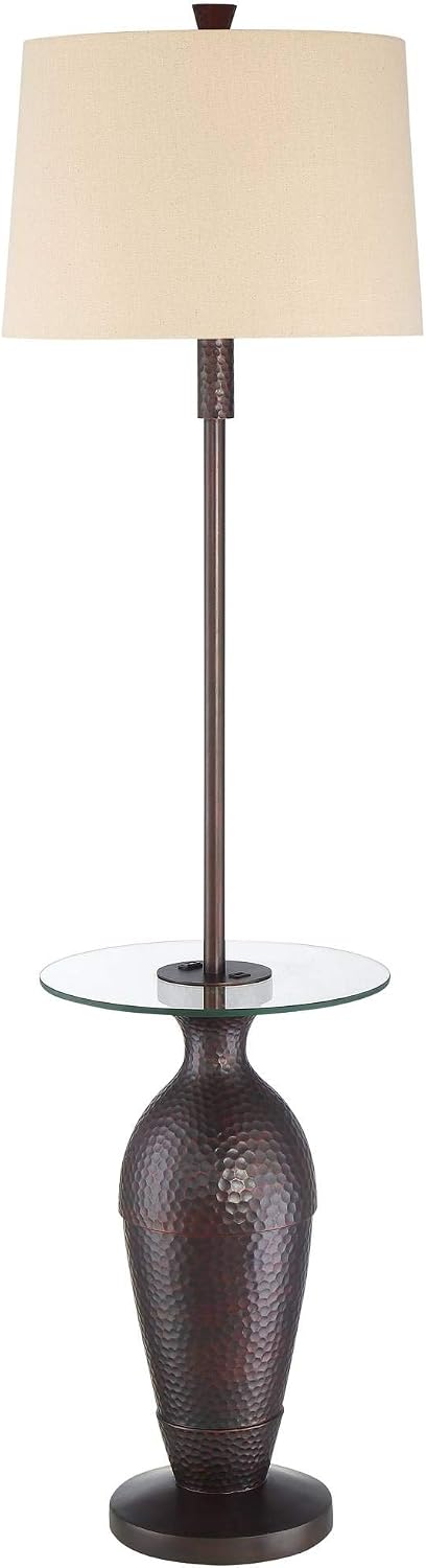 Regency Hill Fallon 66" Tall Bronze USB and Outlet Tray Table Floor Lamp