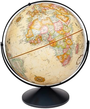 Replogle Eureka 16 inch desktop globe with up to date antique raised relief map and full swing gyromatic assembly. The beautiful antique ocean product has vast amounts of up-to-date information will pique the interest of any geographical connoisseur of a…