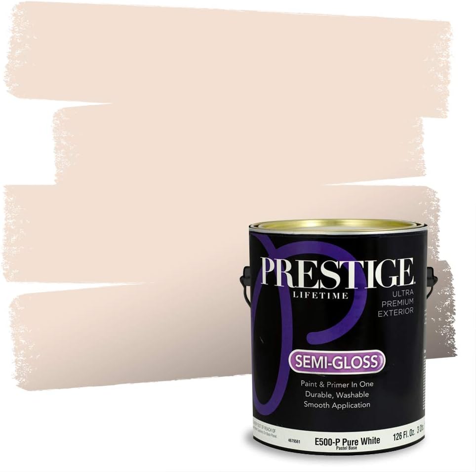 PRESTIGE Paints Exterior Paint and Primer In One, 1-Gallon, Semi-Gloss, Comparable Match of Sherwin Williams* Captivating Cream*