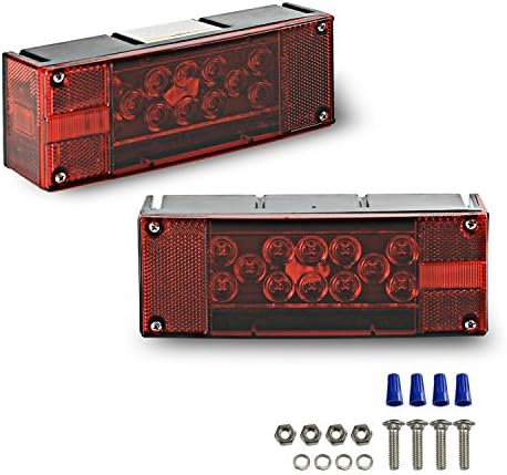 Wellmax LED Boat Trailer Lights, Submersible Marine Waterproof Tail Lights | 12V Tail & Turn Signal, DOT Compliant, Sealed Acrylic Lens