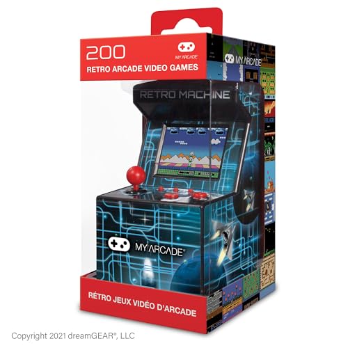 My Arcade Retro Machine Playable Mini Arcade: 200 Retro Style Games Built In, 5.75 Inch Tall, Powered by AA Batteries, 2.5 Inch Color Display, Speaker