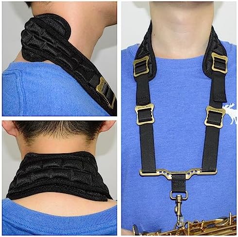 adorence Saxophone Neck Strap with Removable Washable Neck Pad - H04 Black