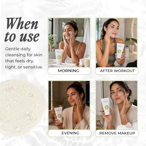 Dermavive Hydrating Facial Cleanser, Soap-Free Gentle Cleanser with Colloidal Oatmeal & Vitamin E, Soothes & Moisturizes Sensitive & Dry Skin