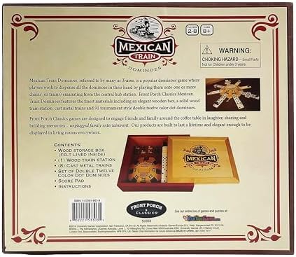 Front Porch Classics | Mexican Train Domino Set in Wooden Collector Box from Front Porch Classics for 2 to 8 Players Ages 8 and Up