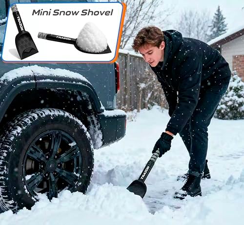 42.4" Extendable Snow Brush & Mini Snow Shovel/Ice Scraper for Car Windshield with Foam Grip for Cars, SUV, Trucks, Detachable Сar Scraper