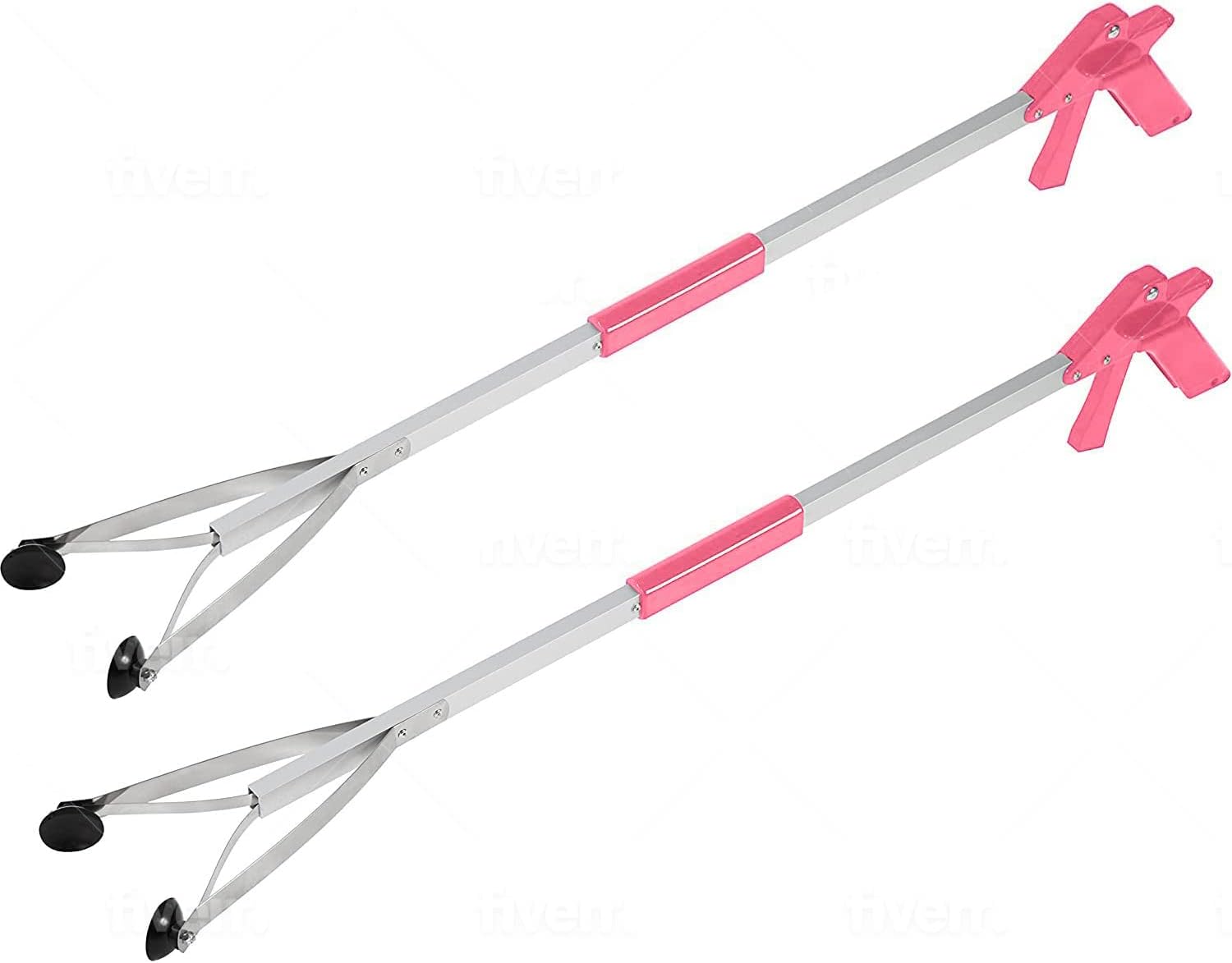 Grabber Reacher Suction Cup Grip Tool- Long 32 Inch Foldable Strong Heavy Duty Aluminum Pick Up Stick - Lightweight Trash Litter Picker Claw