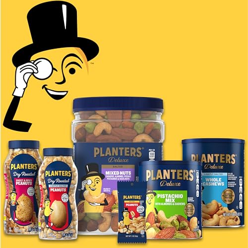 PLANTERS Salted Peanuts, Plant Based Protein Snacks, 12 Oz (1 Ct) | Roasted Salted Nuts. Resealable Canister. Snacks for Adults. Party Mix, Party Snacks