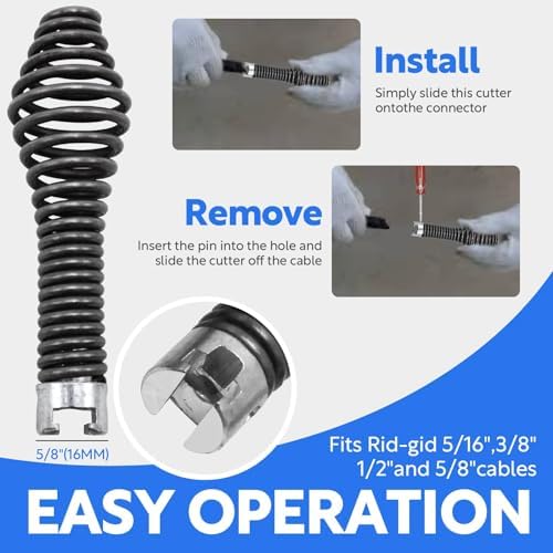10-Piece Drain Snake Drill Attachment Kit，Drain Auger Cutter Kit, Compatible with K-400, C-4, C-6, C-7, C-8