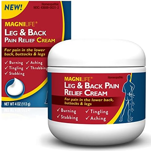 MagniLife Leg & Back Pain Relief Cream (4 oz), Topical Support for Leg Pain & Lower Back Discomfort, Fast Absorbing, No Residue, Mild Scent, Massage-in Formula