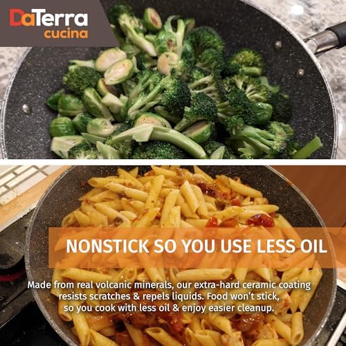 DaTerra Cucina - Nonstick Ceramic Wok with Lid - Oven & Induction Safe, 13"