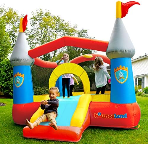 Bounceland Bounce House Castle with Basketball Hoop Inflatable Bouncer, Fun Slide, Safe Entrance Opening, UL Certified Strong Blower Included