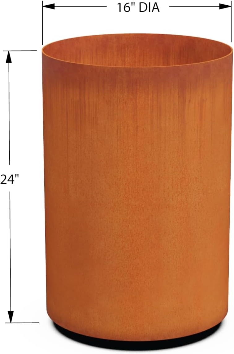 Plantercraft Large Round Planters for Outdoor Plants - 24 Inch Corten Steel Planter for Patio